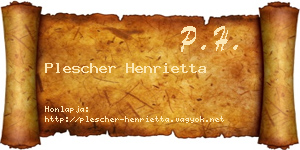 Plescher Henrietta névjegykártya